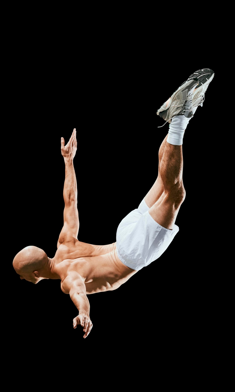 Man falling in Asics Woodwood GT2160 shoes