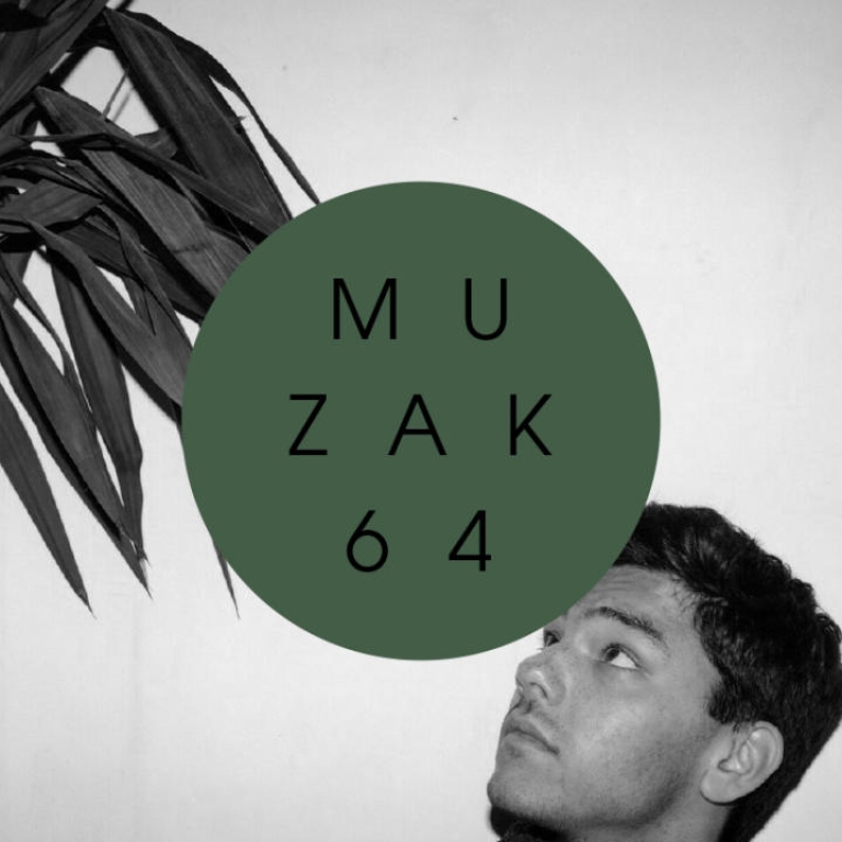 Man looking at palm. The image is black and white.