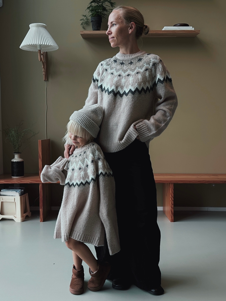 holiday knit with mom and child